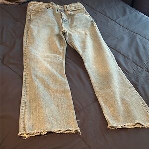 Zara Blue Boot Cut Jeans with Frayed Hem